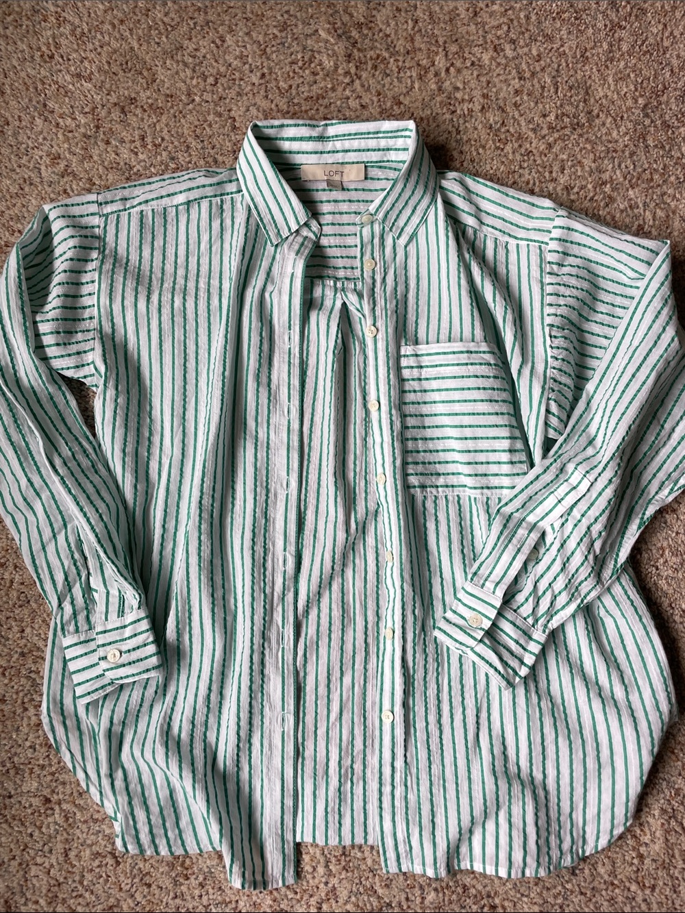 LOFT Striped Oversized Button Down Shirt